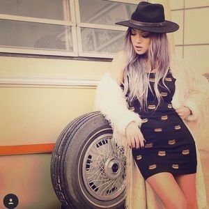 Super fun hot dog fitted knit dress